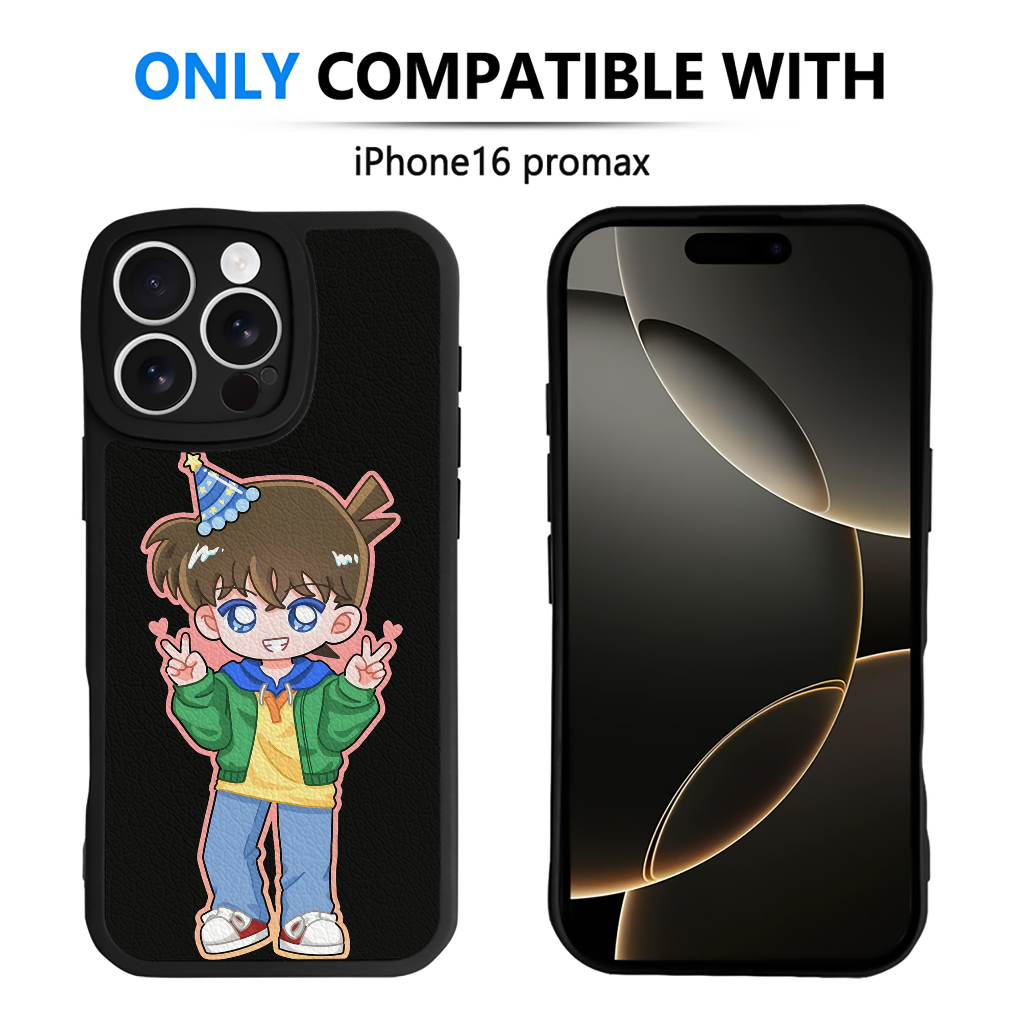 （画像用） 名探偵コナン 江戸川 コナン Detective Conan Conan Edogawa 【iPhone 16シリーズ対応】シリコンスマホケース（レザー調） 材質：シリコン